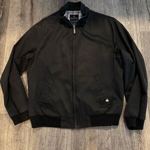 Men's Black Brooks Brothers Harrington Jacket with Tartan Lining